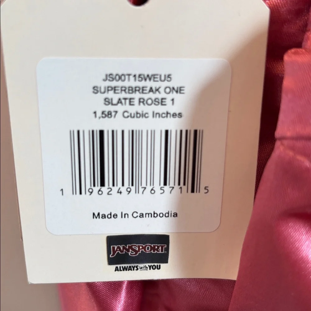 NWT rare Jansport Satin Slate Rose Superbreak One Backpack